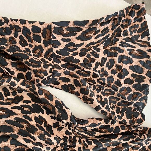 Bar IIl Sz M Beach Cheetah Tie Front LS V-Neck Romper Swim Cover Up Pockets $80 - Picture 8 of 11